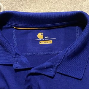 Carhartt Force Polo 3 button Work Shirt Short Sleeve XXL Royal Blue